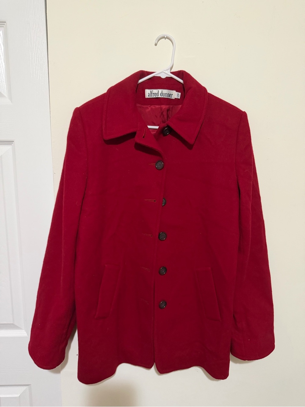 Alfred Dunner Red Single-Breasted Pea Coat